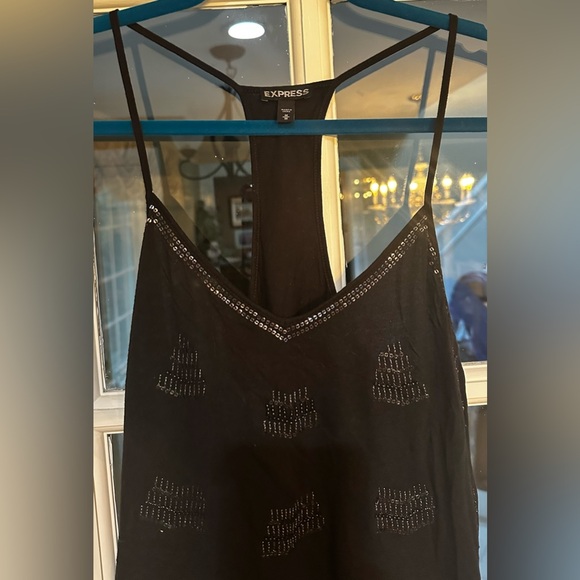 Express. Medium black tank top with bead embellishment. Race back style. - Picture 3 of 3
